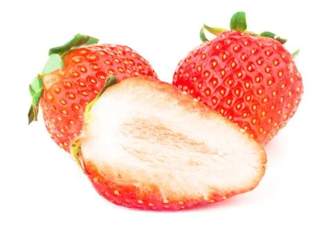 Strawberry with green leaf Stock Photos