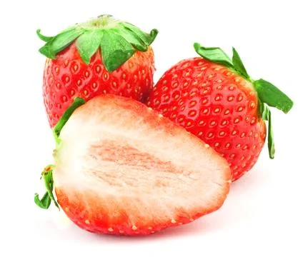 Strawberry with green leaf Stock Photos