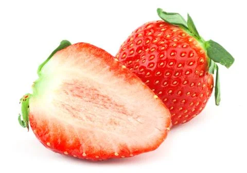 Strawberry with green leaf Stock Photos