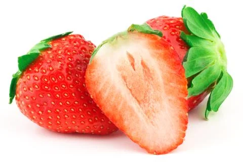 Strawberry with green leaf Stock Photos