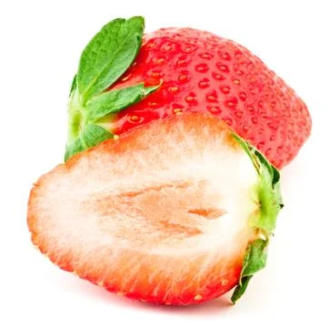 Strawberry with green leaf Stock Photos