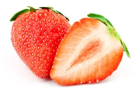Strawberry with green leaf Stock Photos