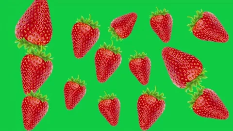 Strawberry-Greenscreen Stock Footage 155345569