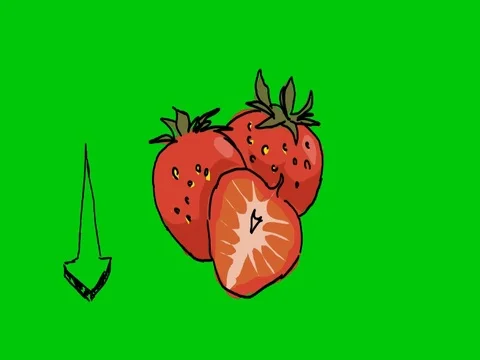 Strawberry - Hand Drawn - Green Screen - SD Stock Footage