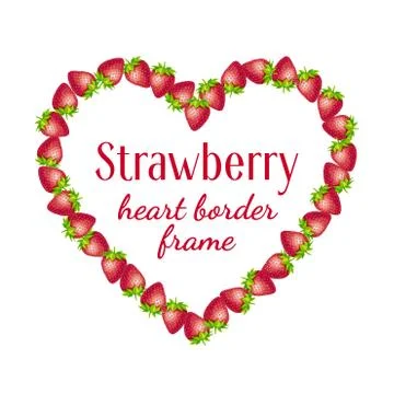 Strawberry heart border frame. Stock Illustration