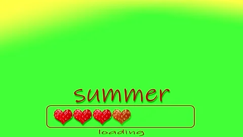 Strawberry heart with the word SUMMER LOADING, banner with space for text. Stock Footage 192034478