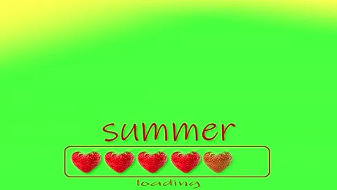 Strawberry heart with the word SUMMER LOADING, banner  animation Stock Footage 201485287