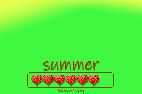 Strawberry heart with the word SUMMER LOADING, banner with space for text. Stock Illustration