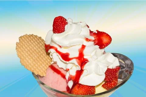 Strawberry ice with cream. Background with gradient. Stock Photos
