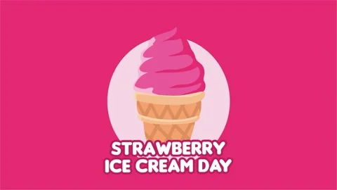 Strawberry Ice Cream Day Stock Footage 307070632