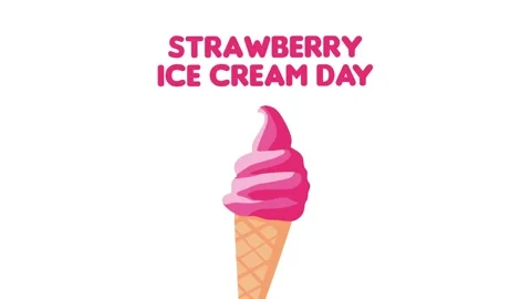 Strawberry Ice Cream Day Stock Footage 307070633