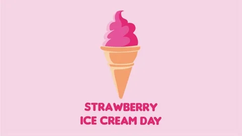 Strawberry Ice Cream Day Stock Footage 307070646