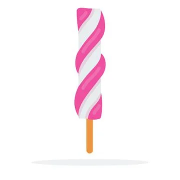 Strawberry Ice cream flat isolated 스톡 일러스트