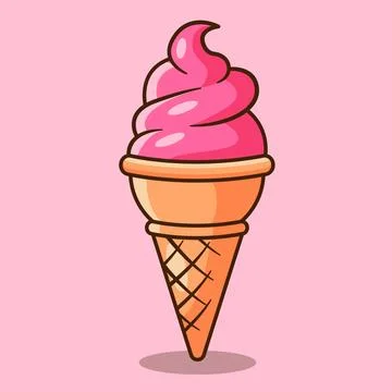 Strawberry Ice Cream Stock Illustration