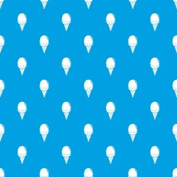 Strawberry ice cream pattern seamless blue Stock Illustration