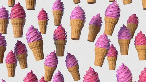 Strawberry Ice Cream Raining Stock Footage 341482624