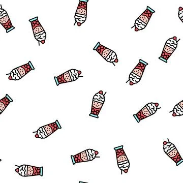 Strawberry ice cream vector seamless pattern 스톡 일러스트