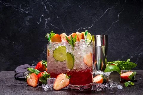 Strawberry iced lemonade Stock Photos
