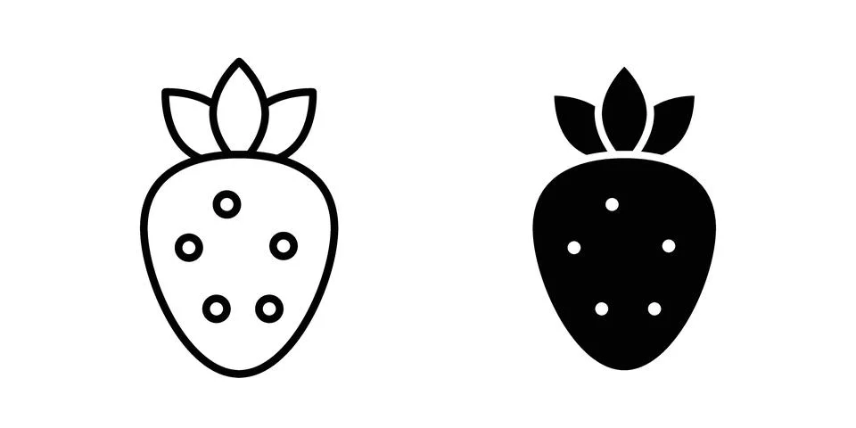 Strawberry icon black vector isolated on white Stock Illustration