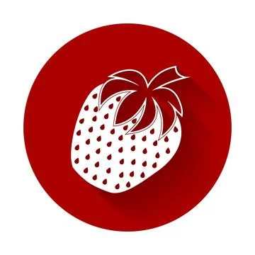 Strawberry icon flat design with long shadow. Illustrazione stock