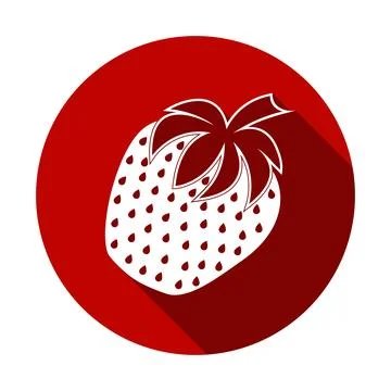 Strawberry icon flat design with long shadow. Stock Illustration