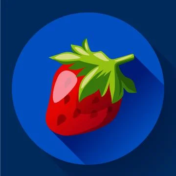 Strawberry icon with long shadow Illustrazione stock