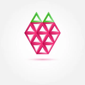 Strawberry icon made with triangles - abstract vector symbol Stock Illustration
