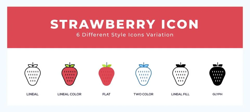 Strawberry icon set. Design elements for logo Stock Illustration