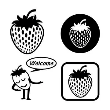 Strawberry icon vector outline set. Stock Illustration