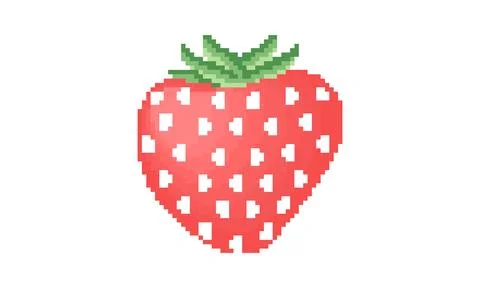 Strawberry illustration with pixel theme Stock Illustration