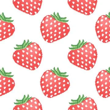 Strawberry illustration seamless pattern Stock Illustration