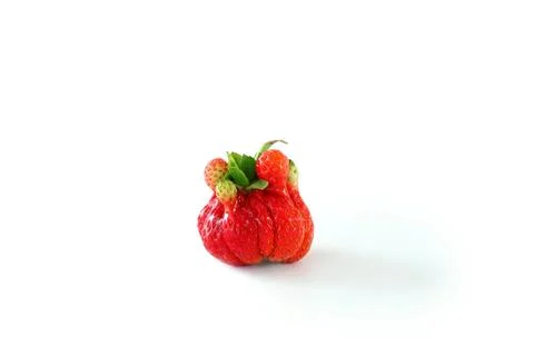 Strawberry irregular shape isolated on white background Stock Photos