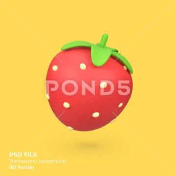 Strawberry isolated 3d render icon illustration Modello PSD