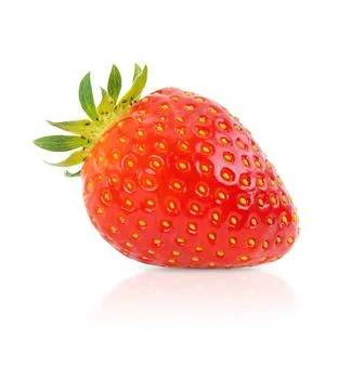 Strawberry isolated on white background with shadow and reflection. Stock Photos