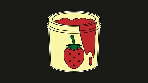 Strawberry jam animation black screen. 2D flat simple motion Stock Footage 116076460