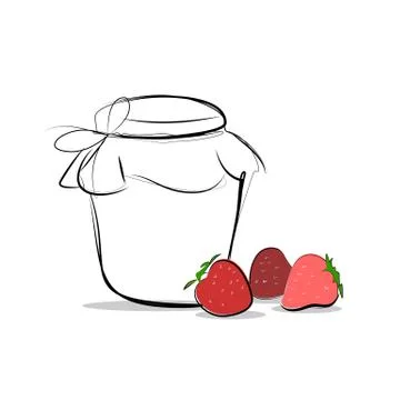 Strawberry jam colored sketch vector icon isolated Stock Illustration