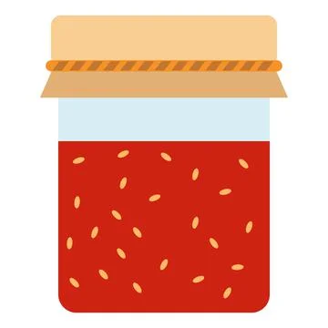 Strawberry jam flat clipart vector illustration Stock Illustration