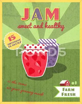 Strawberry jam glass Stock Illustration