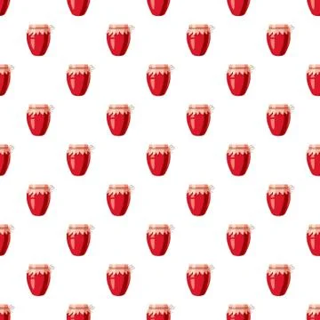 Strawberry jam glass jar pattern Stock Illustration