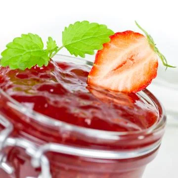 Strawberry jam isolated Stock Photos