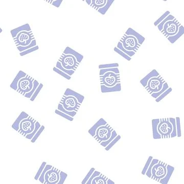 Strawberry jam jar glyph vector seamless pattern イラスト素材