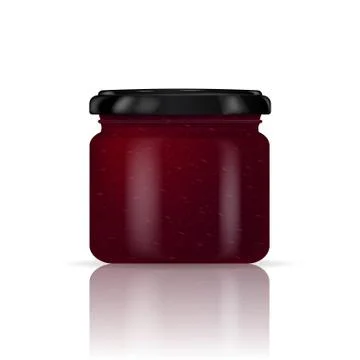 Strawberry jam jar isolated on white background. Vector illustration Stock Illustration