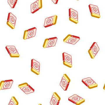 Strawberry jam jar isometric icon seamless pattern イラスト素材