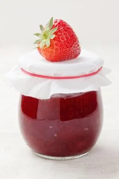 Strawberry jam in jar Stock Photos