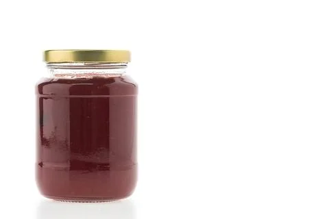 Strawberry jam jar Stock Photos