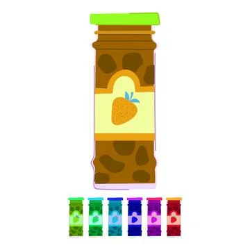 Strawberry jam jar vector cartoon graphic Stock Illustration