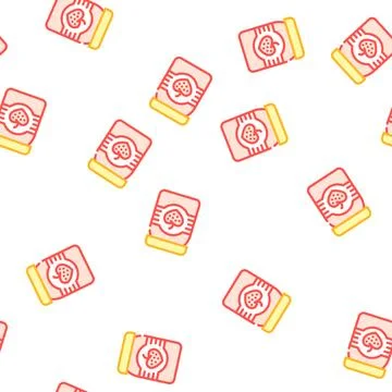 Strawberry jam jar vector seamless pattern Stock Illustration