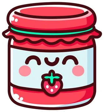 Strawberry Jam Kawaii Illustrazione stock