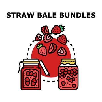 Strawberry jam making process and fresh fruits Stock Illustration