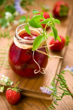 Strawberry jam Stock Photos